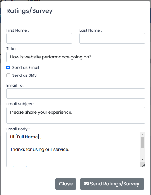 Manually Send Rating Request To Customer